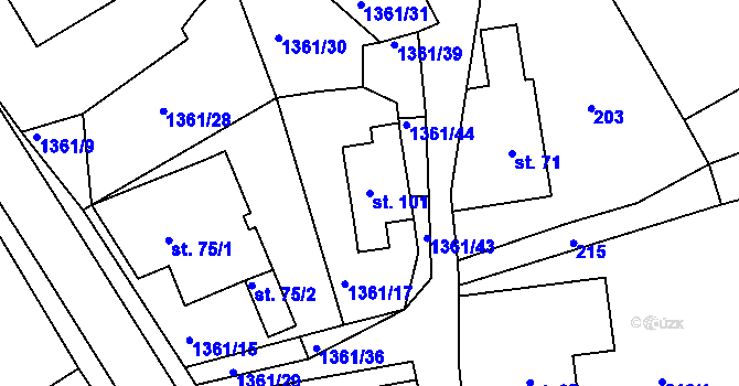 Parcela st. 101 v KÚ Sádek u Opavy, Katastrální mapa