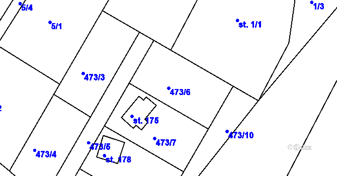 Parcela st. 473/6 v KÚ Sádek u Opavy, Katastrální mapa