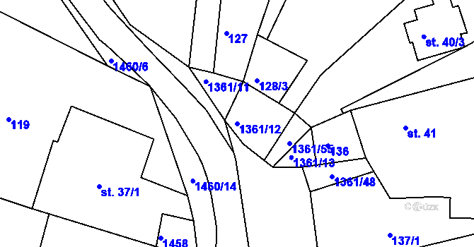 Parcela st. 1361/12 v KÚ Sádek u Opavy, Katastrální mapa