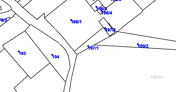Parcela st. 197/1 v KÚ Lesov, Katastrální mapa