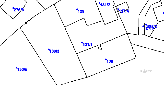 Parcela st. 131/1 v KÚ Lesov, Katastrální mapa