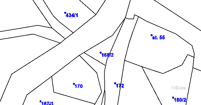 Parcela st. 168/2 v KÚ Podlesí u Sadova, Katastrální mapa
