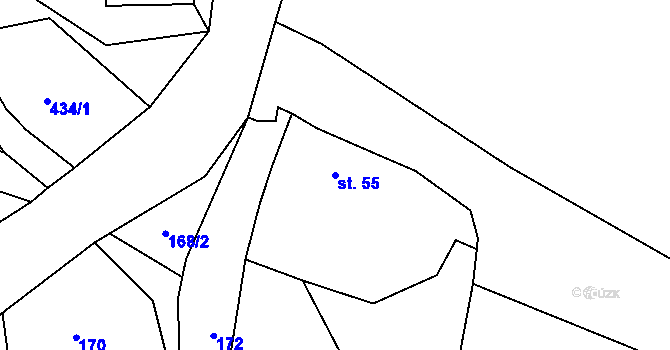 Parcela st. 55 v KÚ Podlesí u Sadova, Katastrální mapa