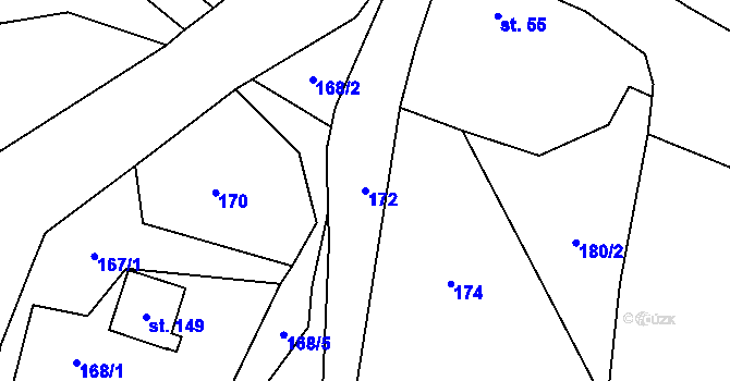 Parcela st. 172 v KÚ Podlesí u Sadova, Katastrální mapa
