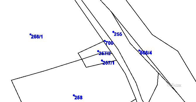 Parcela st. 257/2 v KÚ Podlesí u Sadova, Katastrální mapa