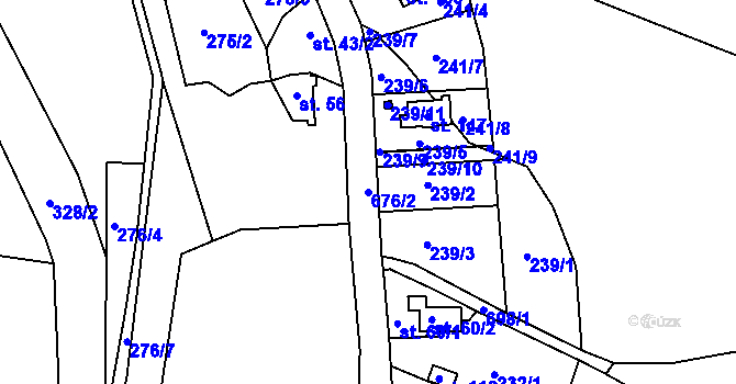 Parcela st. 676/2 v KÚ Podlesí u Sadova, Katastrální mapa