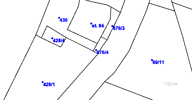 Parcela st. 676/4 v KÚ Podlesí u Sadova, Katastrální mapa