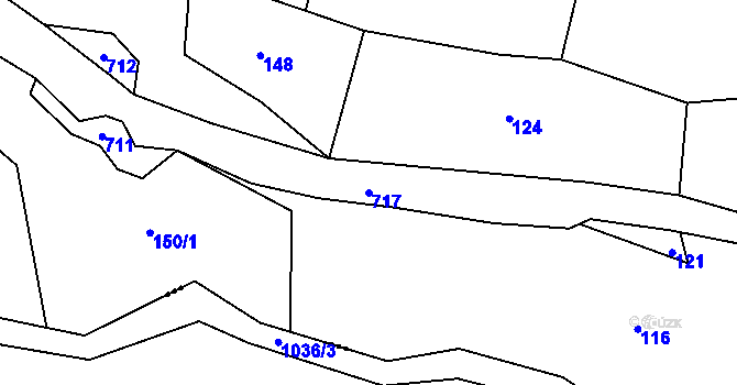 Parcela st. 717 v KÚ Podlesí u Sadova, Katastrální mapa