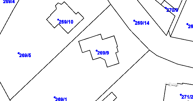 Parcela st. 269/9 v KÚ Sadov, Katastrální mapa