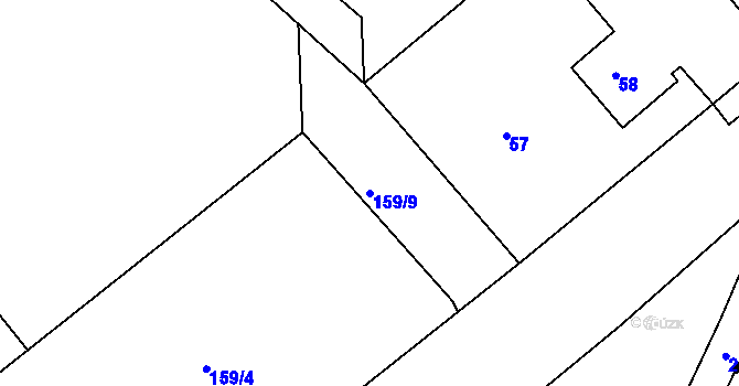 Parcela st. 159/9 v KÚ Sadov, Katastrální mapa