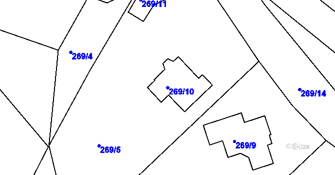 Parcela st. 269/10 v KÚ Sadov, Katastrální mapa