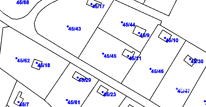 Parcela st. 45/45 v KÚ Sadov, Katastrální mapa