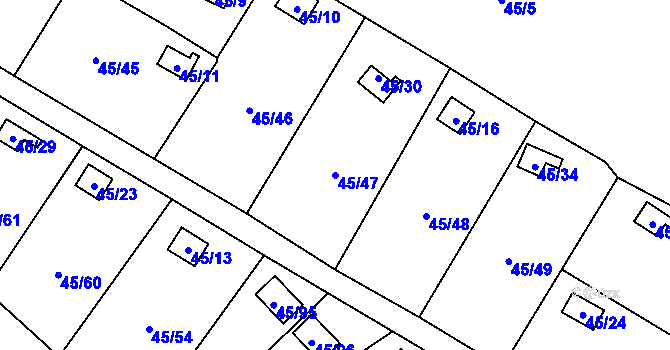 Parcela st. 45/47 v KÚ Sadov, Katastrální mapa
