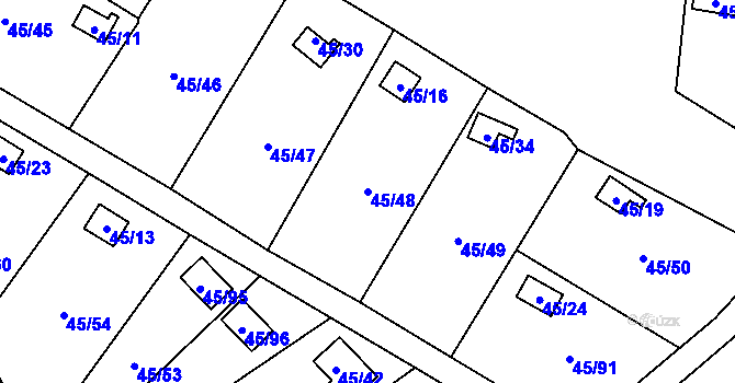 Parcela st. 45/48 v KÚ Sadov, Katastrální mapa