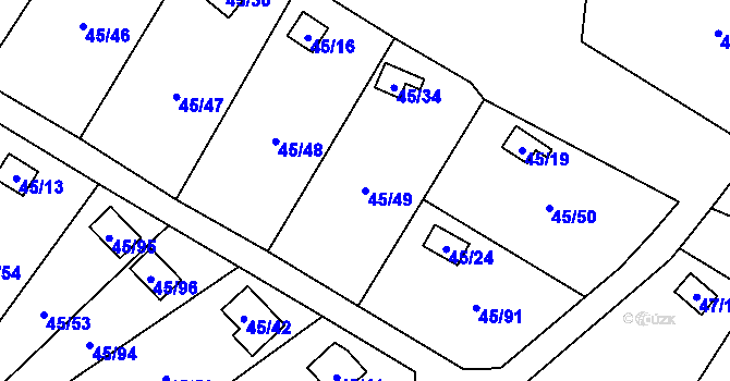 Parcela st. 45/49 v KÚ Sadov, Katastrální mapa