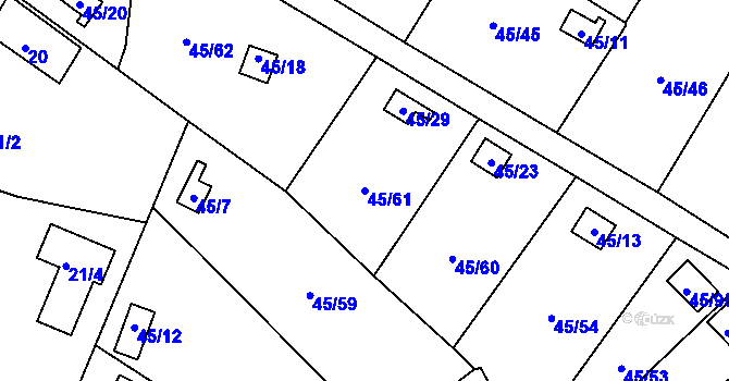 Parcela st. 45/61 v KÚ Sadov, Katastrální mapa