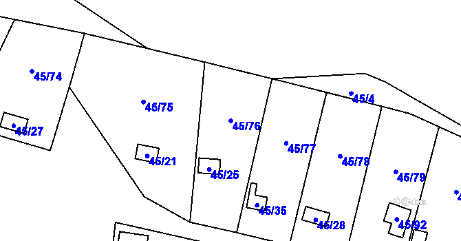 Parcela st. 45/76 v KÚ Sadov, Katastrální mapa