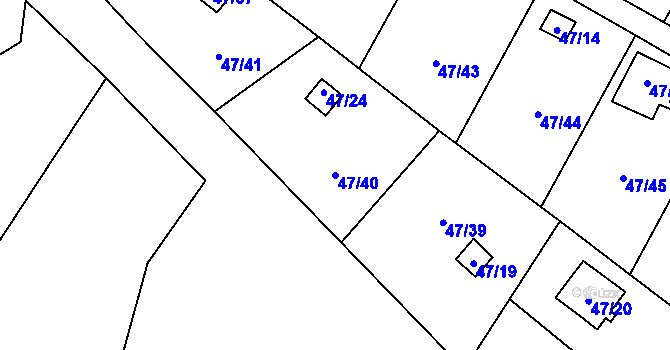 Parcela st. 47/40 v KÚ Sadov, Katastrální mapa