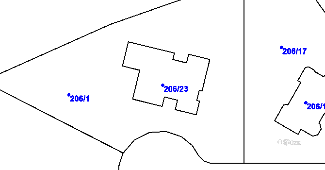Parcela st. 206/23 v KÚ Sadov, Katastrální mapa