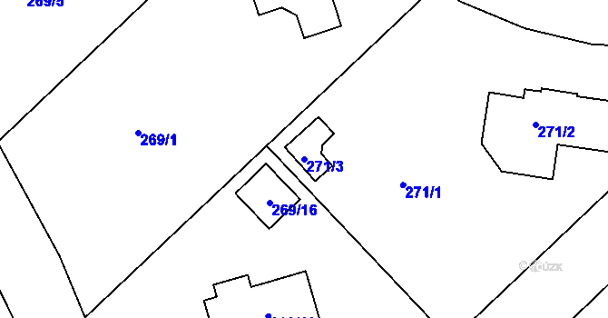 Parcela st. 271/3 v KÚ Sadov, Katastrální mapa