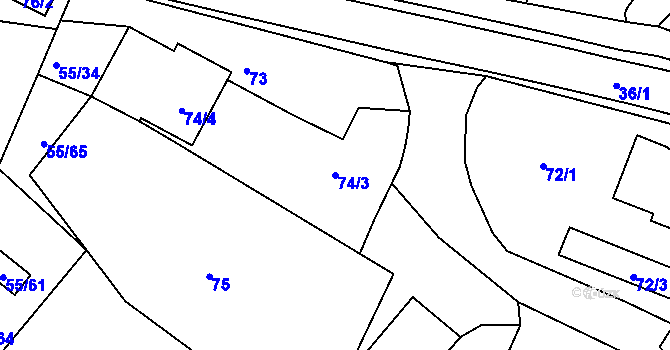 Parcela st. 74/3 v KÚ Sadov, Katastrální mapa