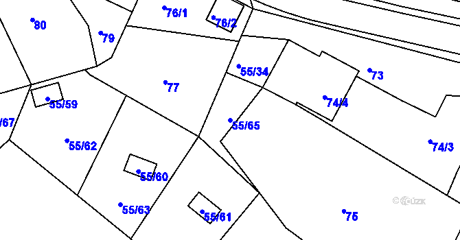 Parcela st. 55/65 v KÚ Sadov, Katastrální mapa
