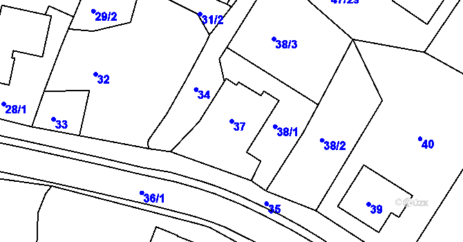 Parcela st. 37 v KÚ Sadov, Katastrální mapa