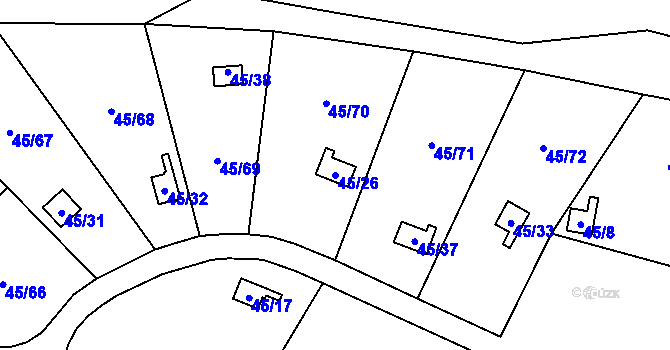 Parcela st. 45/26 v KÚ Sadov, Katastrální mapa