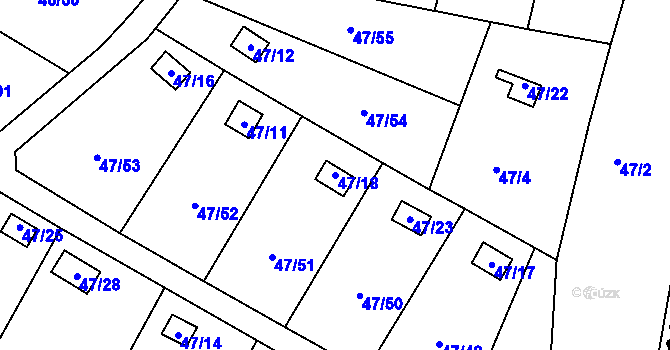 Parcela st. 47/18 v KÚ Sadov, Katastrální mapa