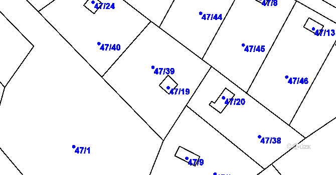 Parcela st. 47/19 v KÚ Sadov, Katastrální mapa
