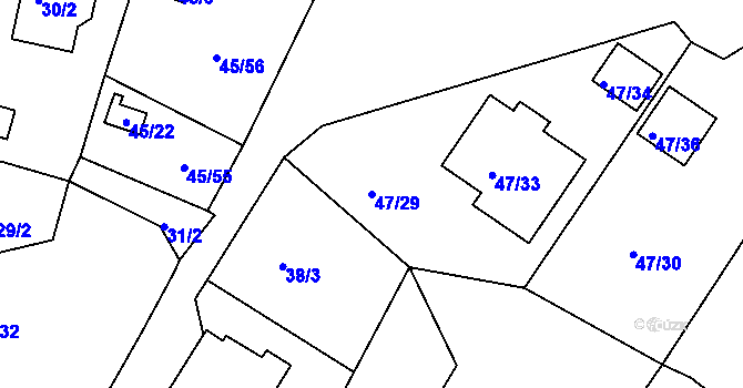 Parcela st. 47/29 v KÚ Sadov, Katastrální mapa