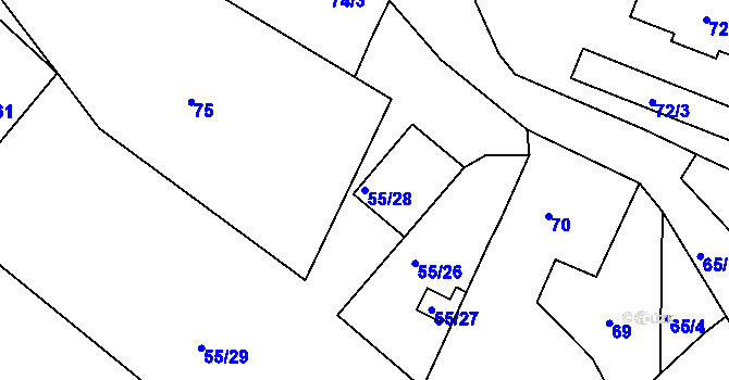 Parcela st. 55/28 v KÚ Sadov, Katastrální mapa