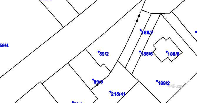Parcela st. 59/2 v KÚ Sadov, Katastrální mapa