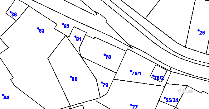 Parcela st. 78 v KÚ Sadov, Katastrální mapa