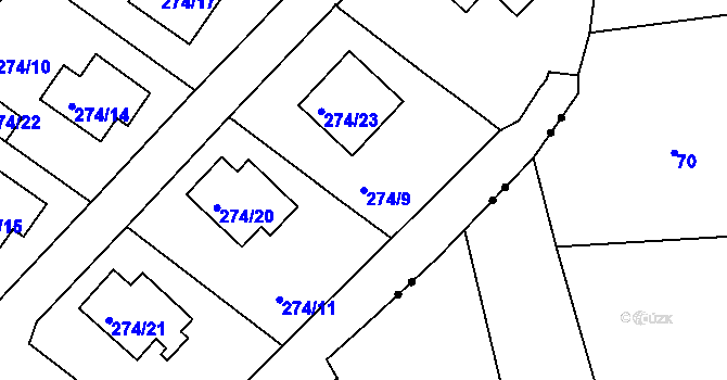 Parcela st. 274/9 v KÚ Sadov, Katastrální mapa