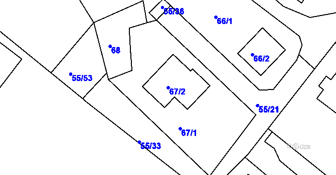 Parcela st. 67/2 v KÚ Sadov, Katastrální mapa