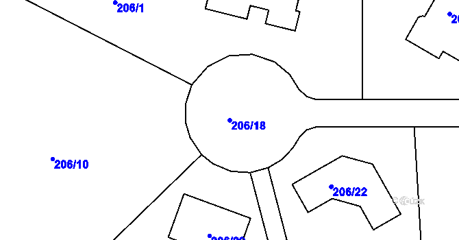 Parcela st. 206/18 v KÚ Sadov, Katastrální mapa