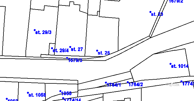 Parcela st. 25 v KÚ Sadská, Katastrální mapa