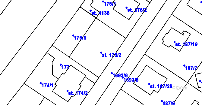 Parcela st. 175/2 v KÚ Sadská, Katastrální mapa