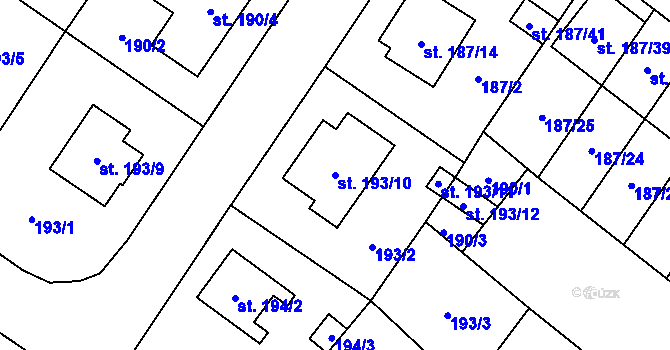 Parcela st. 193/10 v KÚ Sadská, Katastrální mapa