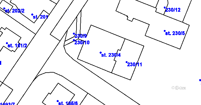 Parcela st. 230/4 v KÚ Sadská, Katastrální mapa