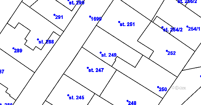 Parcela st. 249 v KÚ Sadská, Katastrální mapa