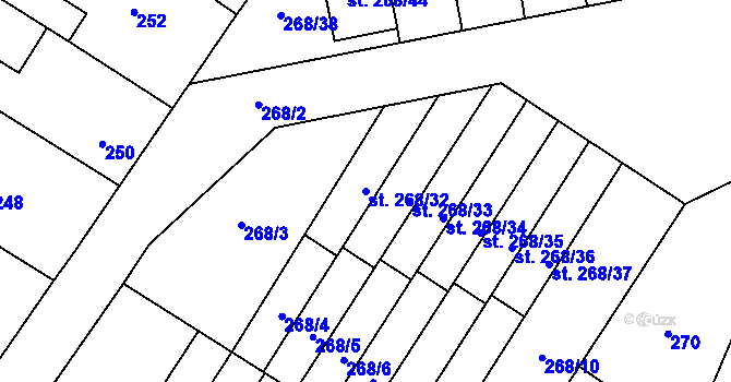 Parcela st. 268/32 v KÚ Sadská, Katastrální mapa