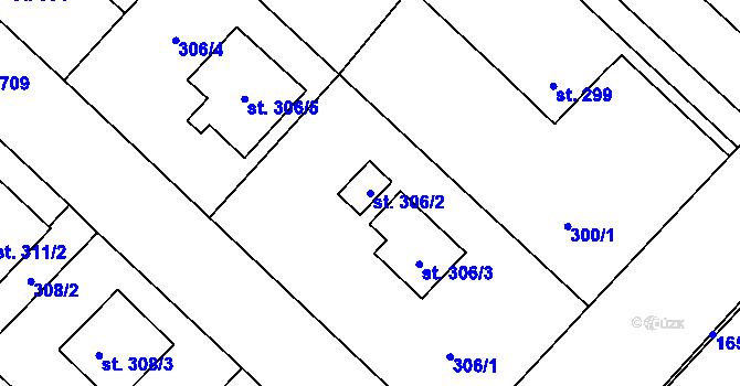 Parcela st. 306/2 v KÚ Sadská, Katastrální mapa