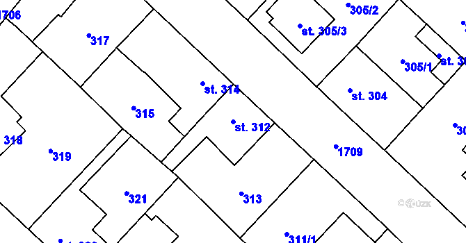 Parcela st. 312 v KÚ Sadská, Katastrální mapa