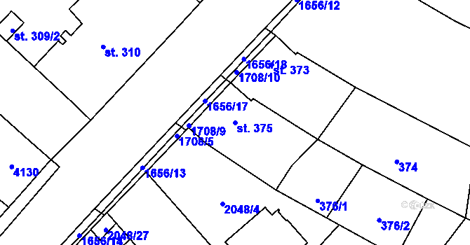 Parcela st. 375 v KÚ Sadská, Katastrální mapa