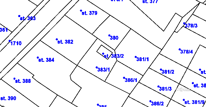 Parcela st. 383/2 v KÚ Sadská, Katastrální mapa