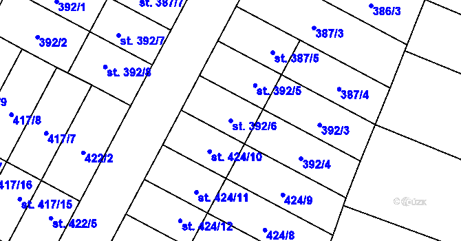 Parcela st. 392/6 v KÚ Sadská, Katastrální mapa