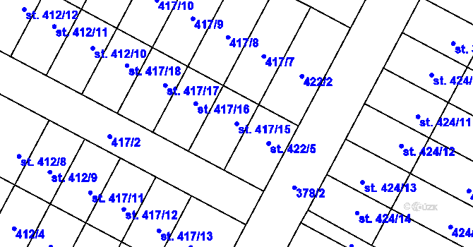 Parcela st. 417/15 v KÚ Sadská, Katastrální mapa