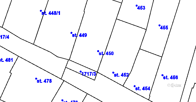 Parcela st. 450 v KÚ Sadská, Katastrální mapa